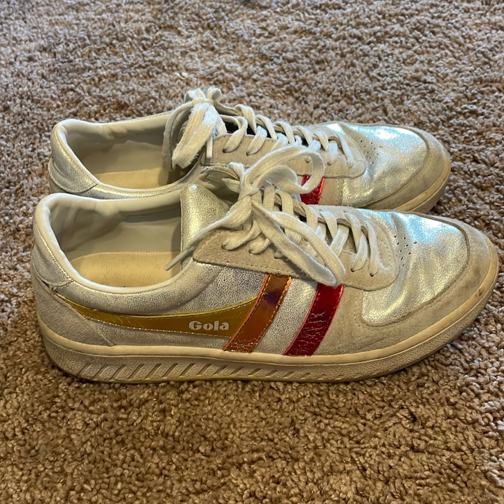 Size 9 Gola women’s sneakers silver, red, orange and yellow